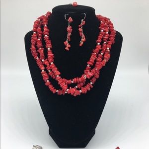 Necklace, bracelet and earrings